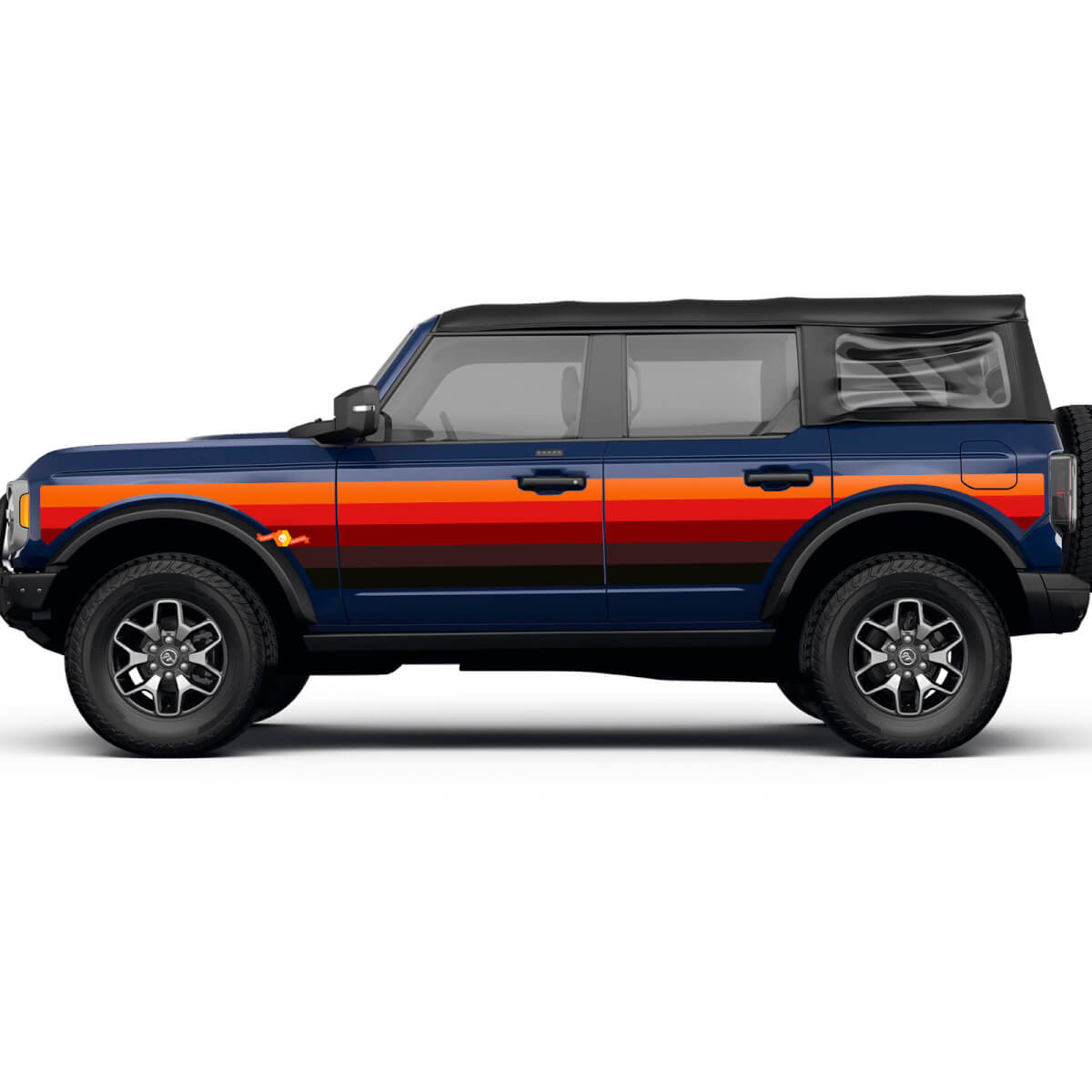 Combinar la puerta del atardecer rayas de las calcomanías de vinilo Pegatinas para Ford Bronco
