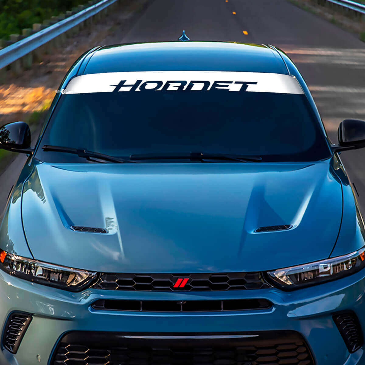 Pegatina de calcomanía de banner de rayas de parabrisas - Gráficos de vinilo personalizados para esquivar Hornet
