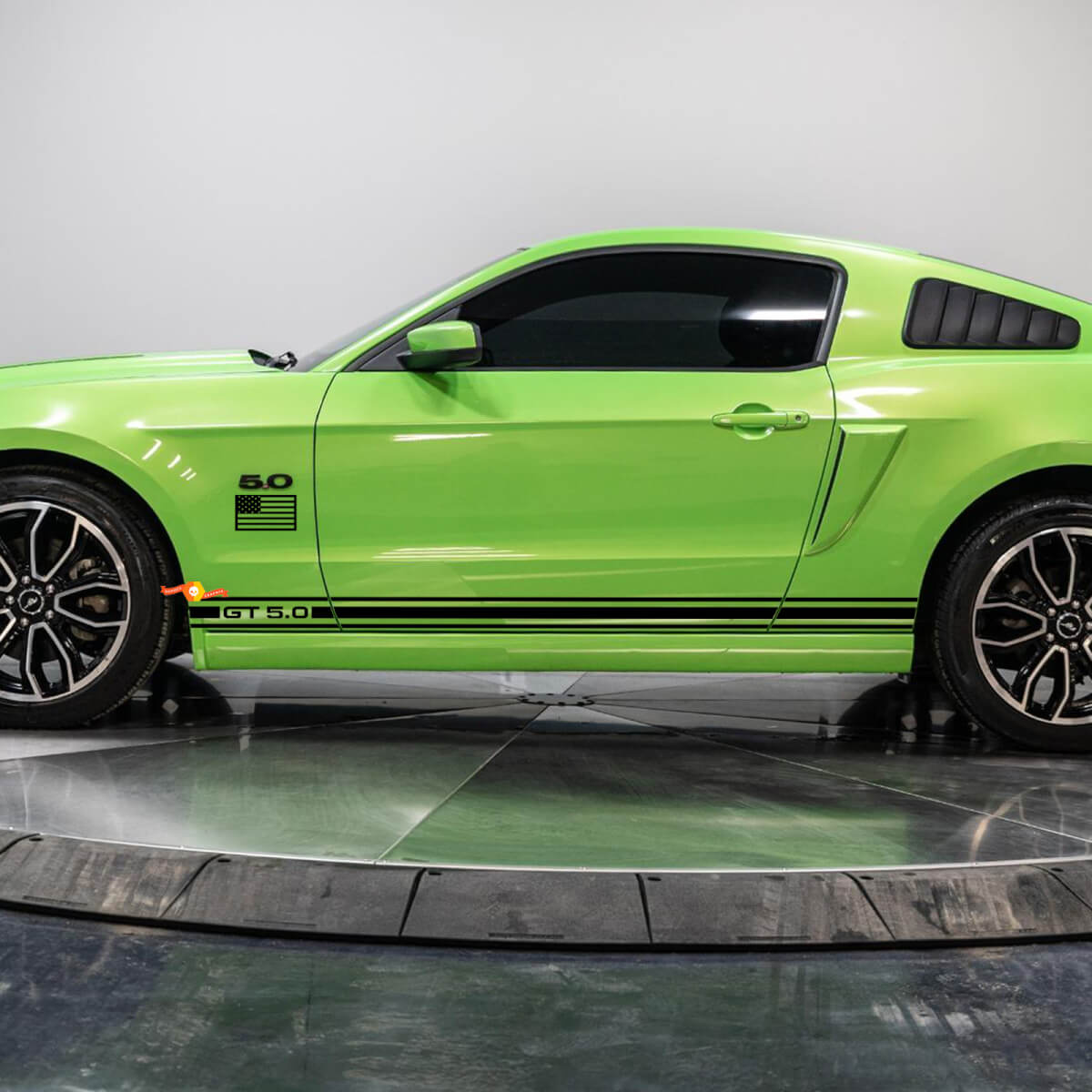 Kit de rayas de panel Rocker 5.0 con calcomanía de vinilo de bandera de los Estados Unidos para Ford Mustang
