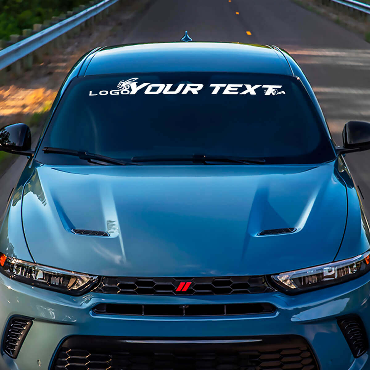 Calcomanía de vinilo personalizada con letras y logotipo para parabrisas de Dodge Hornet