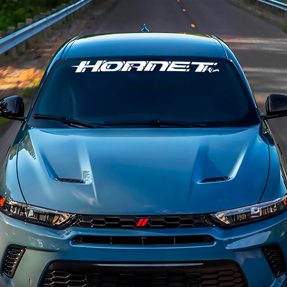 Pegatina de calcomanía de banner de rayas del parabrisas - Gráficos de vinilo personalizados para esquivar Hornet 4
