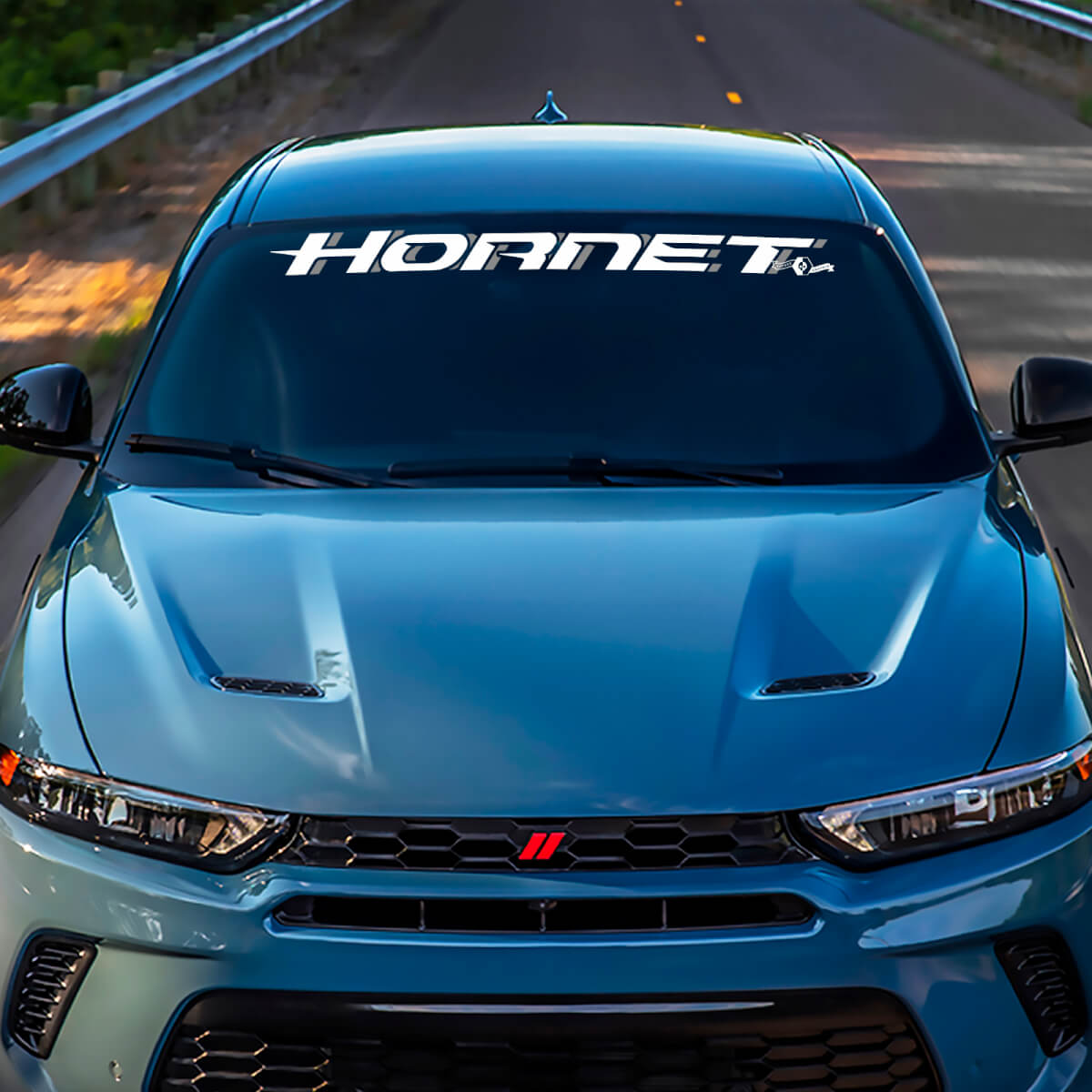 Pegatina de calcomanía de banner de rayas del parabrisas - Gráficos de vinilo personalizados para esquivar Hornet 5
