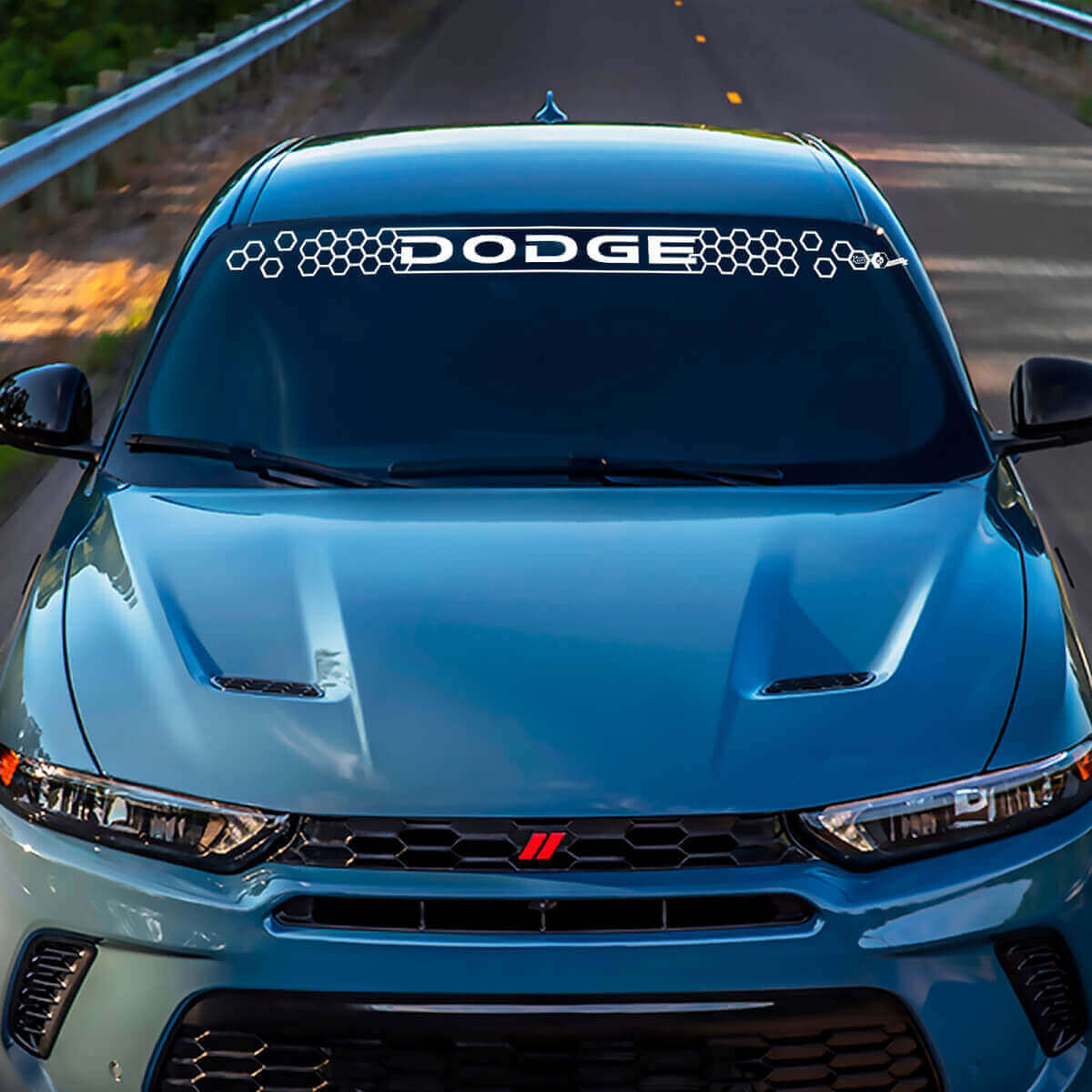 Calcomanía de Vinilo con Letras de Marca y Panal para Parabrisas para Dodge Hornet