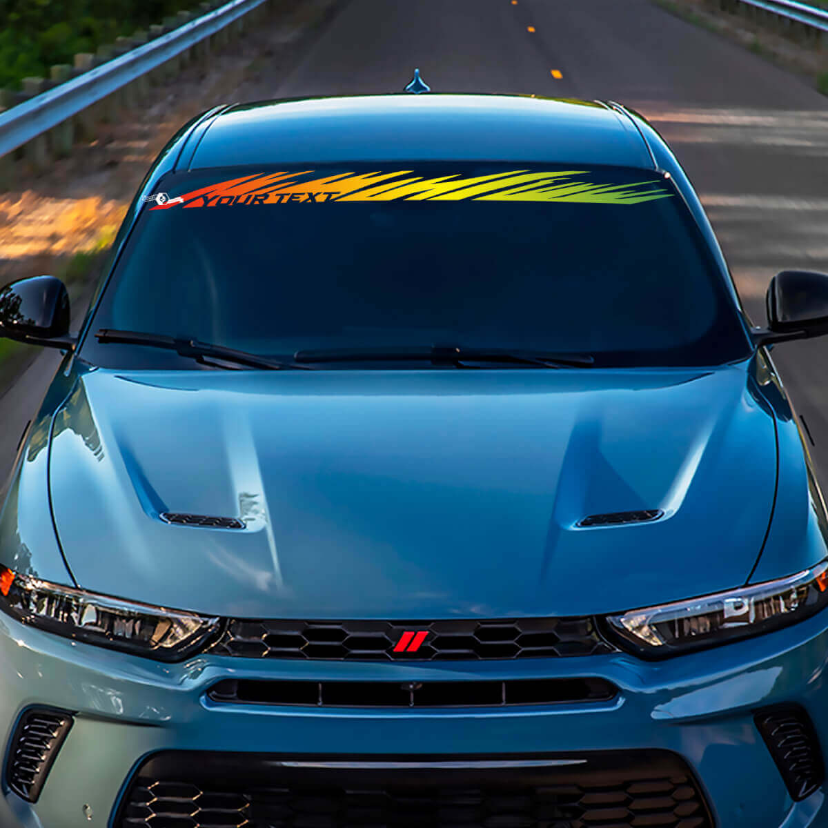 Vinilo adhesivo de vinilo con banner de parabrisas envejecido y color personalizado para Dodge Hornet