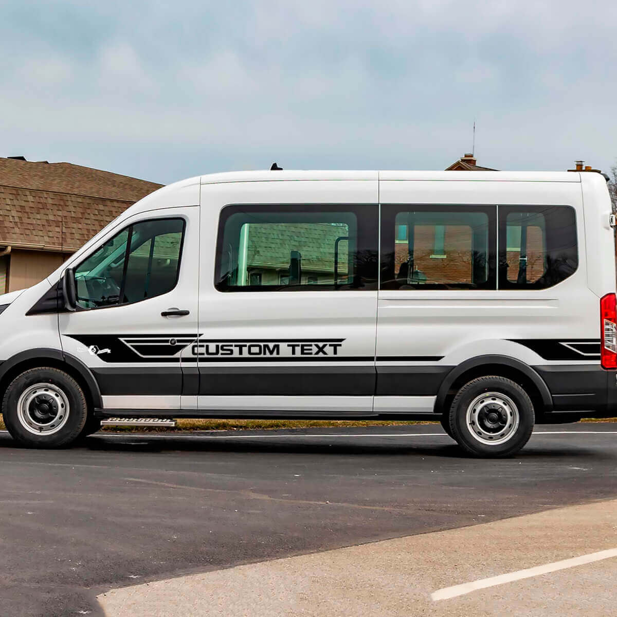 Calcomanías de Vinilo de Rayas Laterales con Texto Personalizado 2 para Ford Transit