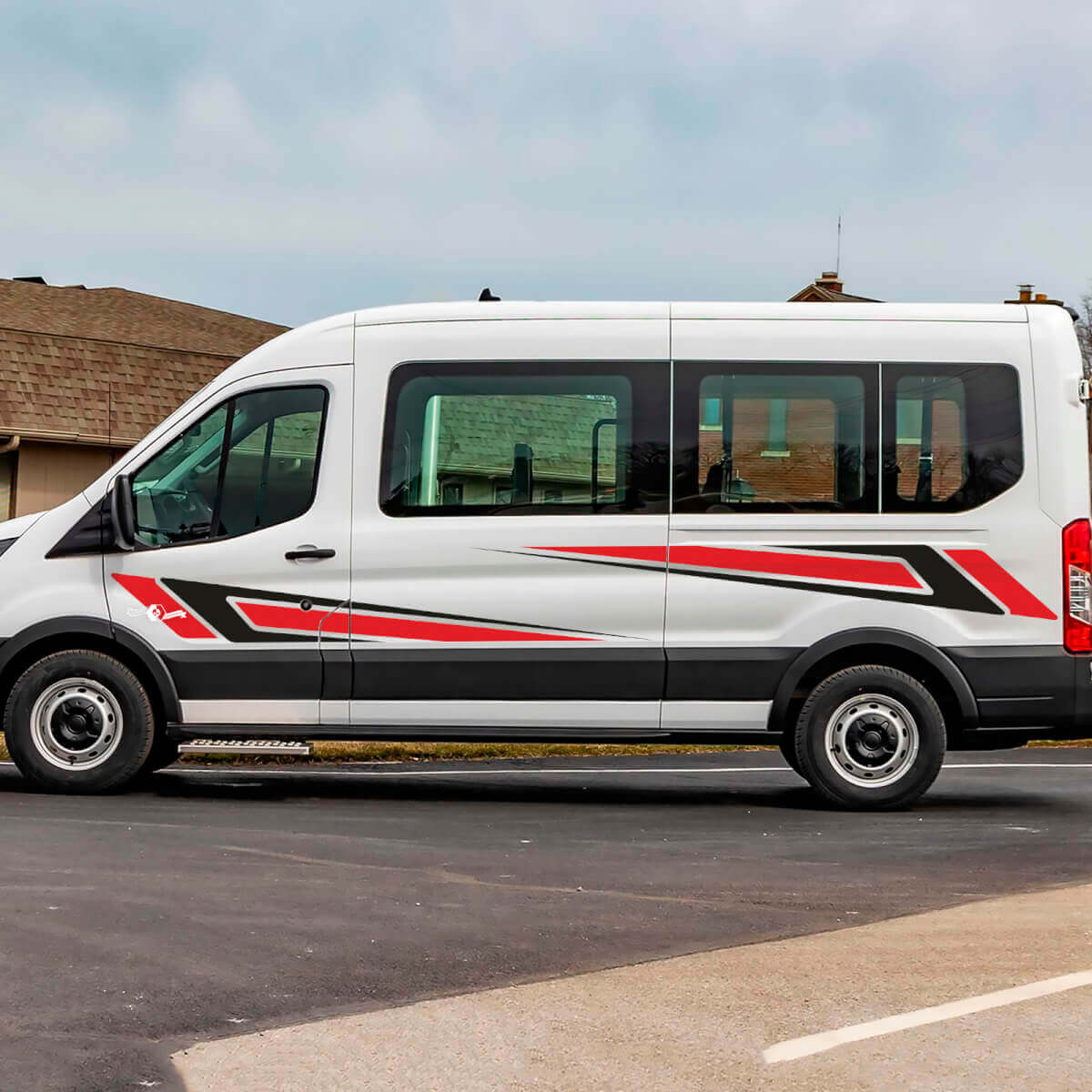 Calcomanías de rayas laterales de vinilo Ford Transit Racing Graphics Vinyl
