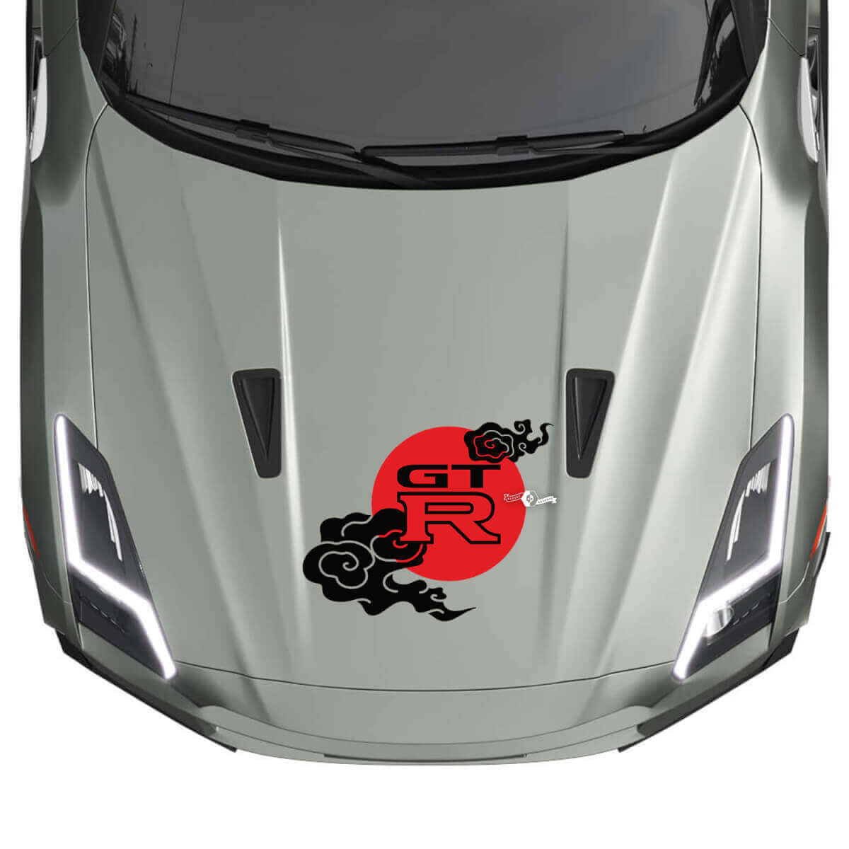 Calcomanía adhesiva de vinilo para capó estilo JDM Sol y Nubes para Nissan GT-R