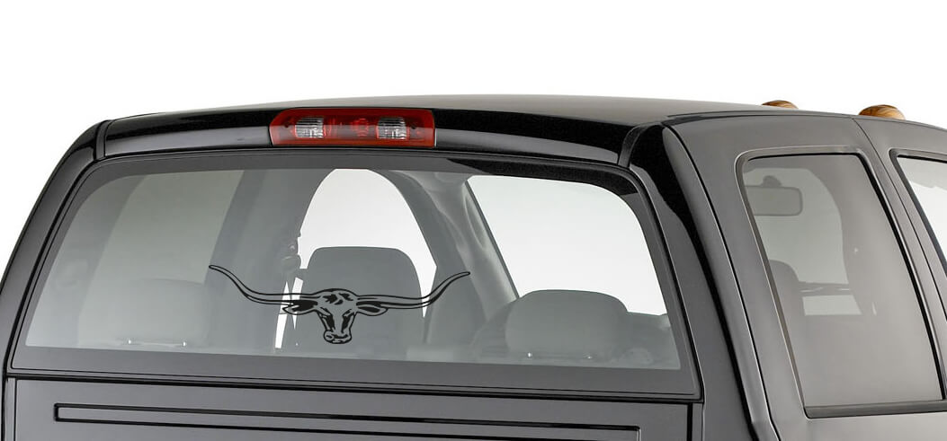 Calcomanía para ventana trasera de camión o coche con cuernos largos de toro Longhorn grandes