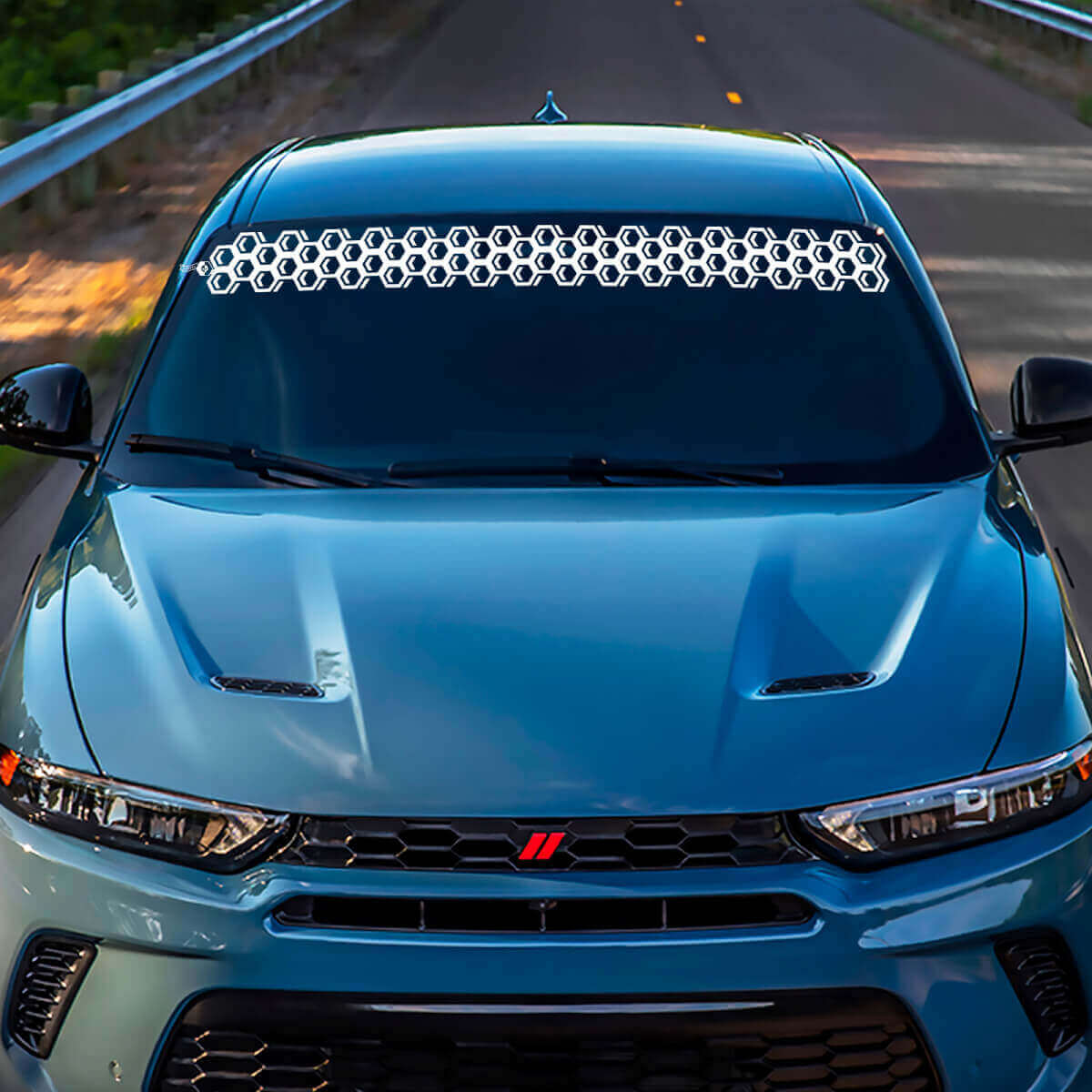 Calcomanía adhesiva de vinilo para parabrisas con diseño de panal para Dodge Hornet