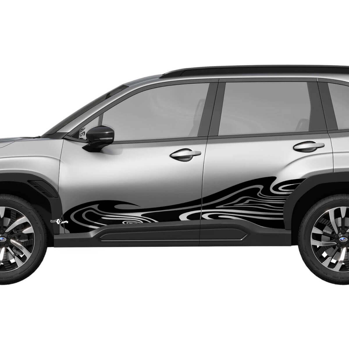 Calcomanía de vinilo con rayas de carreras en las puertas laterales - Calcomanía gráfica ajuste universal Subaru Forester 1
