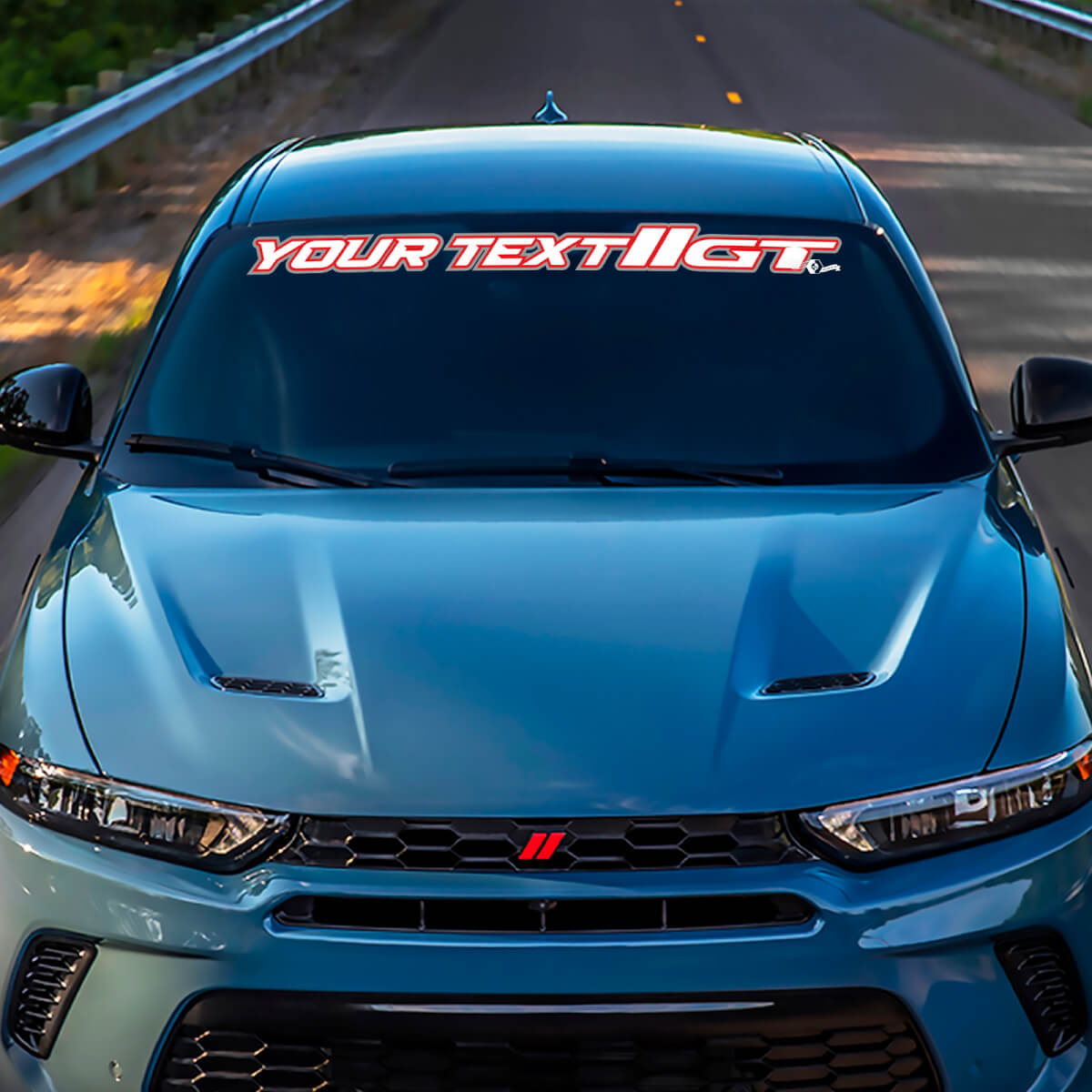 Calcomanía de vinilo para parabrisas con letras en relieve estilo GT para Dodge Hornet