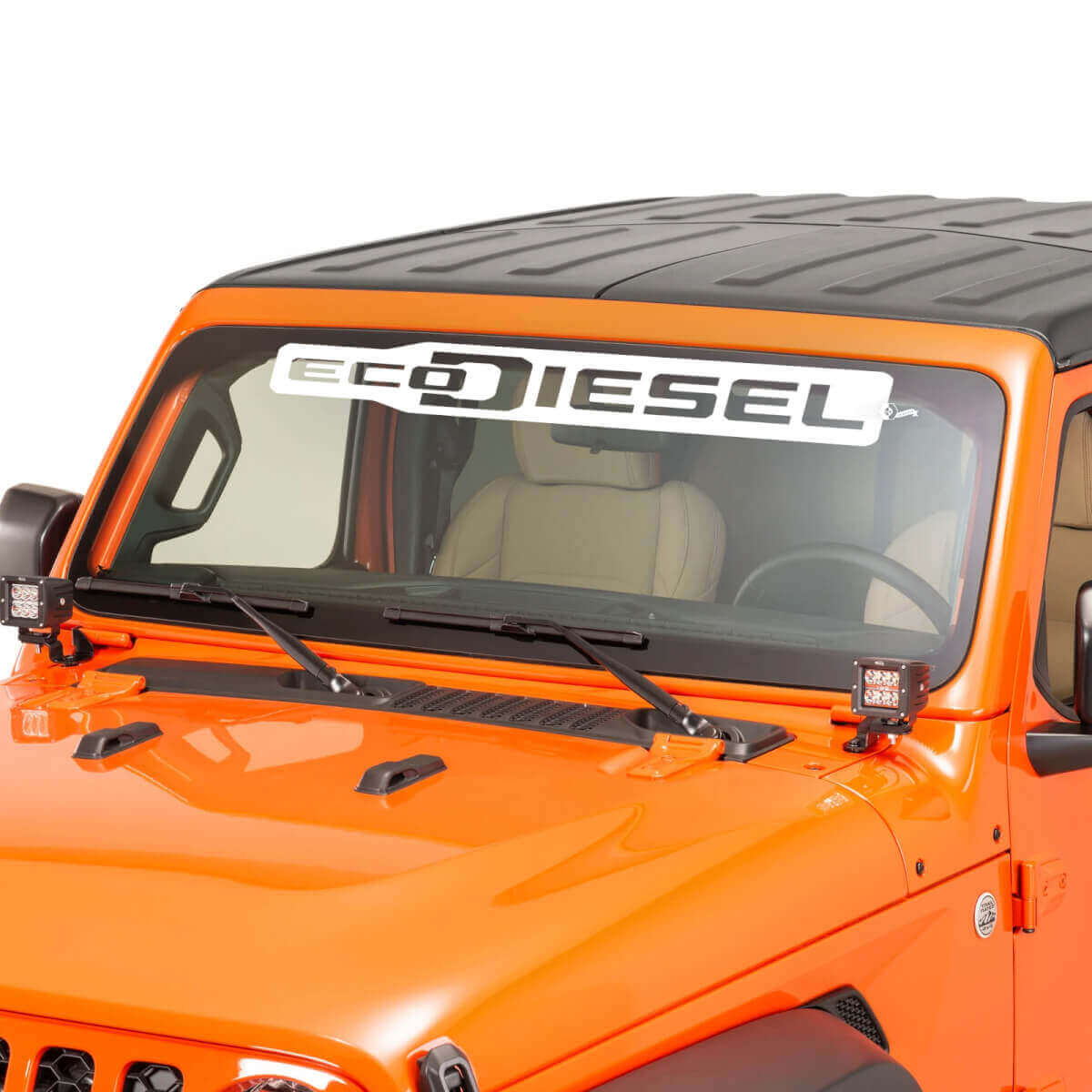 Gráfica de vinilo con letras EcoDiesel para parabrisas Pegatina adhesiva 2 para Jeep Wrangler