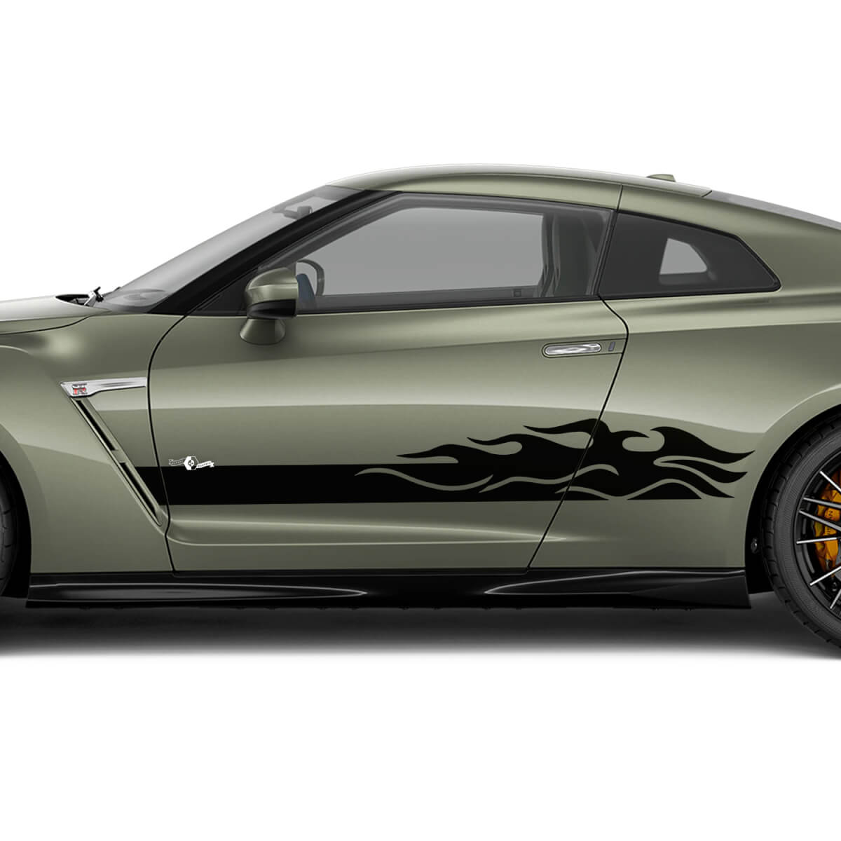 Puertas laterales Kit de calcomanía de rayas de llamas para Nissan GT-R
