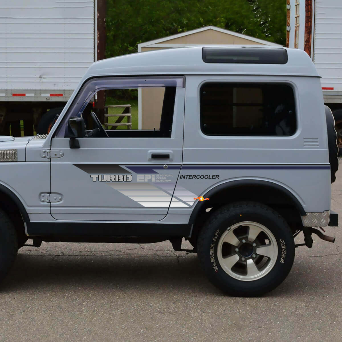 Suzuki Jimny Turbo Epi Intercooler Vintage Retro Stripes Puertas de calcomanía gráficos de calcomanías
