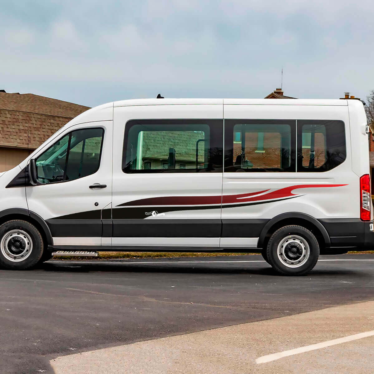 Calcomanía Vinilo Gráfica de Rayas en Degradado de Llama para Puerta Lateral para Musclecar Transit