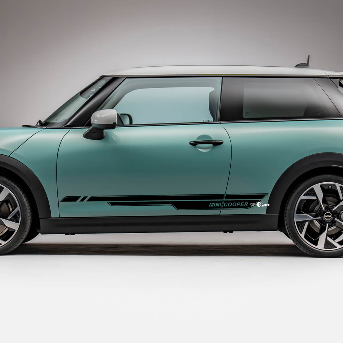 Disparo gráfico de rayas de carreras laterales para mini cooper s 4
