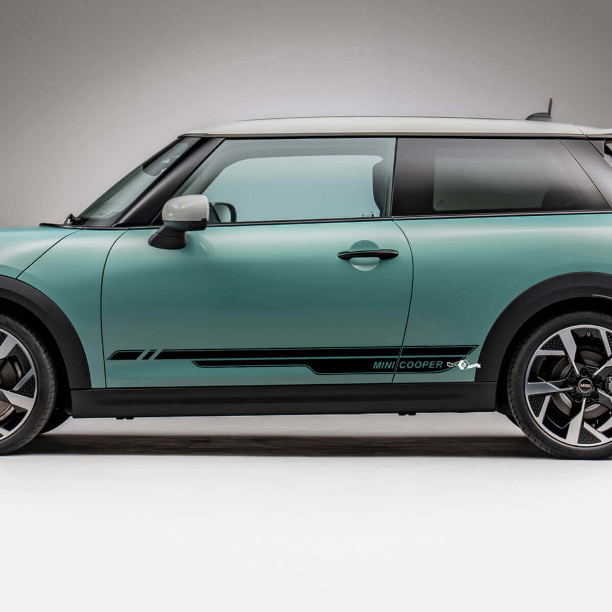 Disparo gráfico de rayas de carreras laterales para mini cooper s 4
