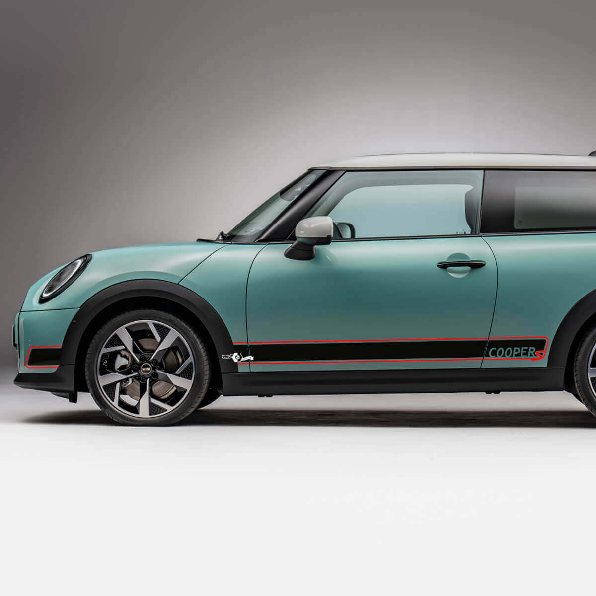 Calcomanía de gráficos de franjas con logo lateral Racing para Mini Cooper S