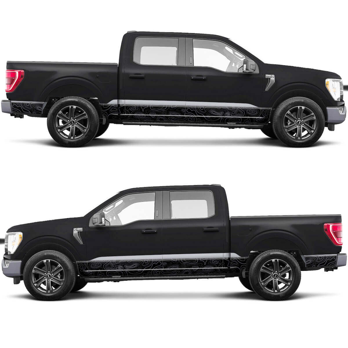 Pegatina de calcomanías de vinilo de gráficos topográficos laterales para temblor Ford F150
