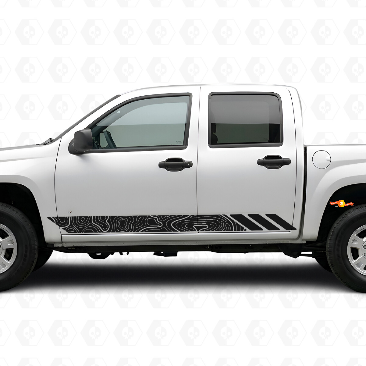 Vinilos de franjas topográficas para puerta y panel de faldón para Chevrolet Colorado 1.ª generación 2004-2012
