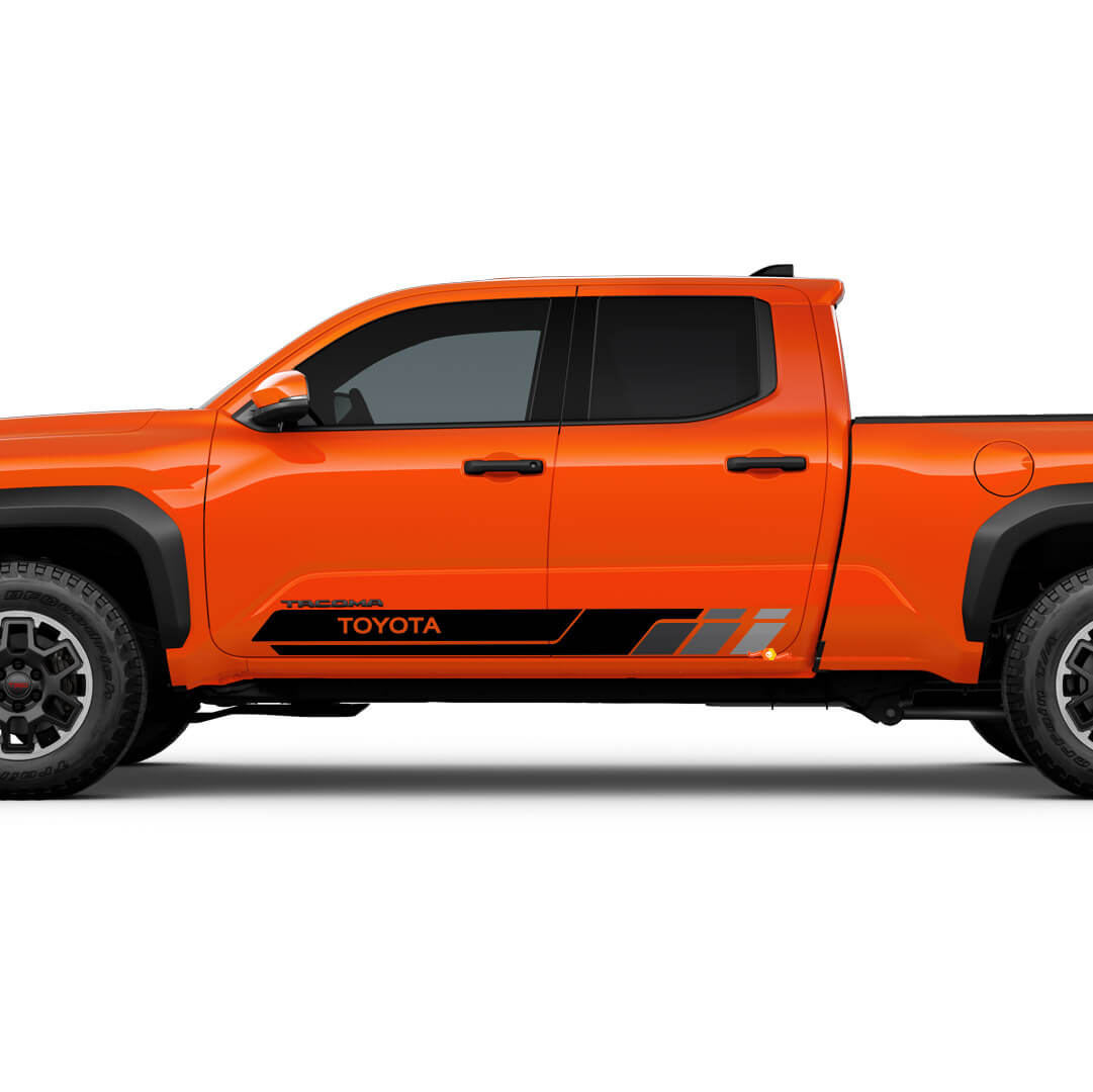 Puertas laterales Rayas de panel de balancín Seginas de vinilo Kit de calcomanía para Toyota Tacoma
