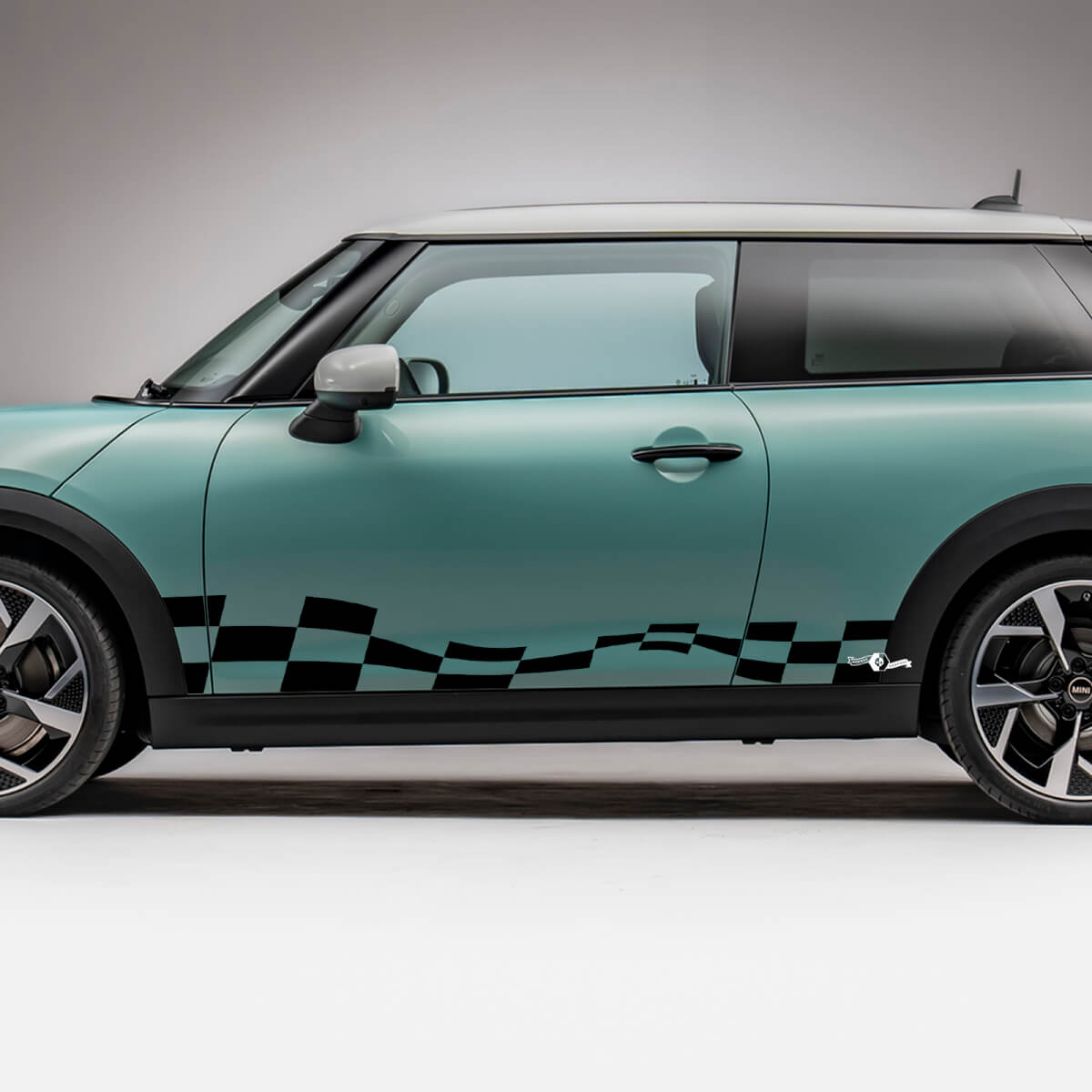Decal de gráficos de rayas a cuadros de carreras laterales para Mini Cooper S 2
