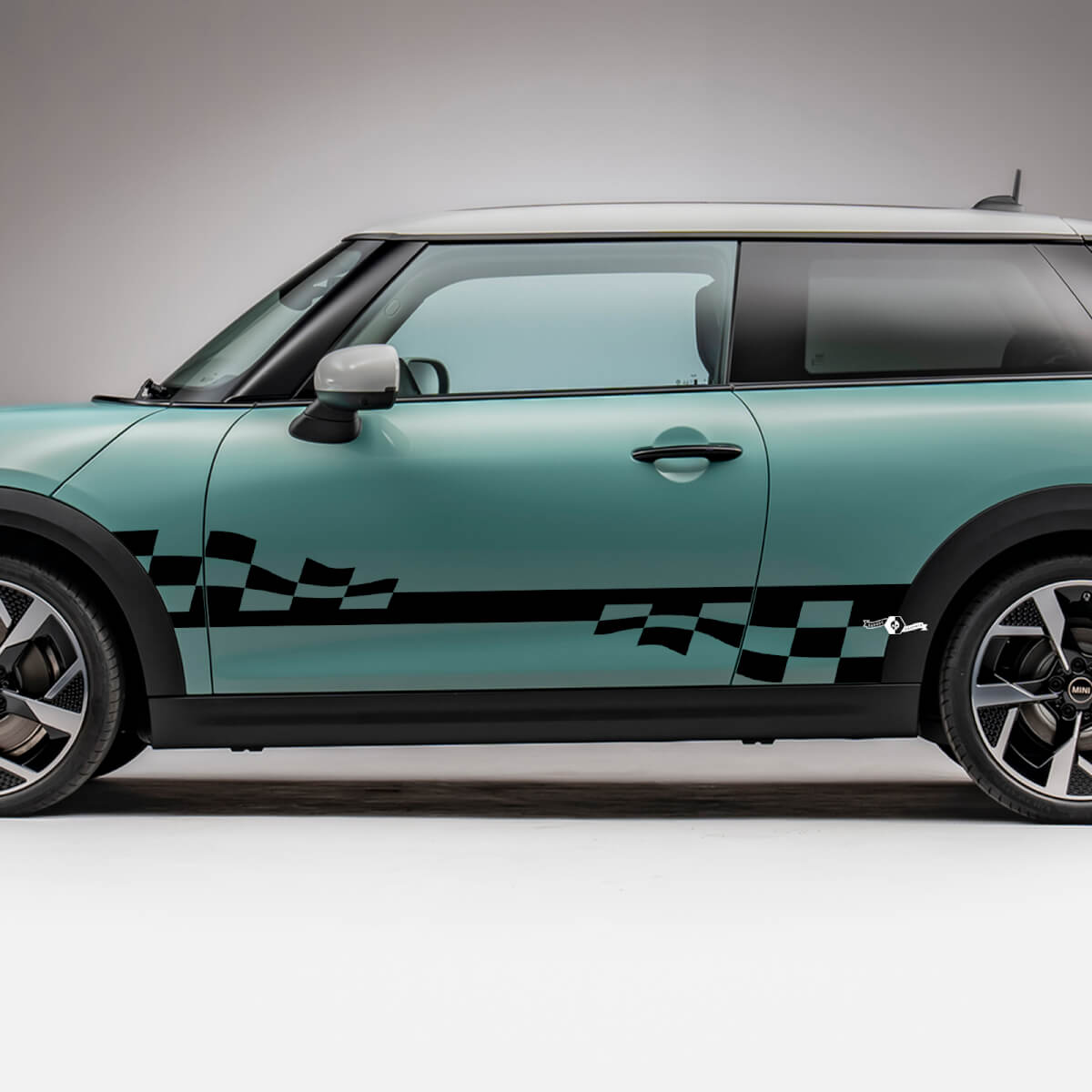 Decal de gráficos de rayas a cuadros de carreras laterales para Mini Cooper S 3
