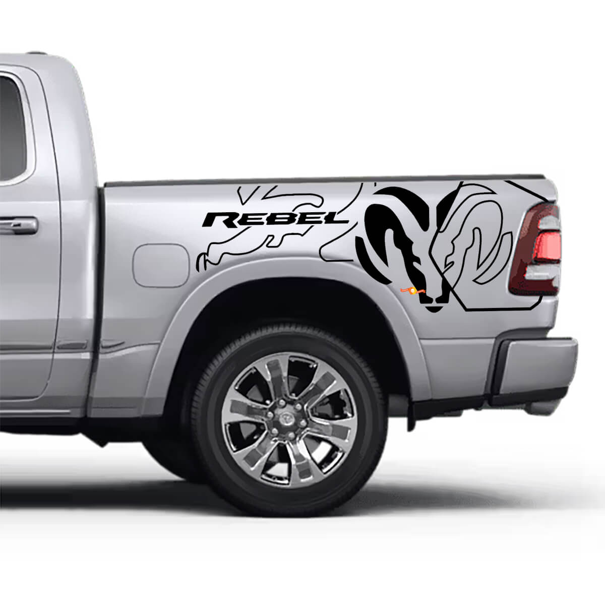 Calcomanías de calcomanías rebeldes de la cama gráficos laterales para dodge ram rebel
