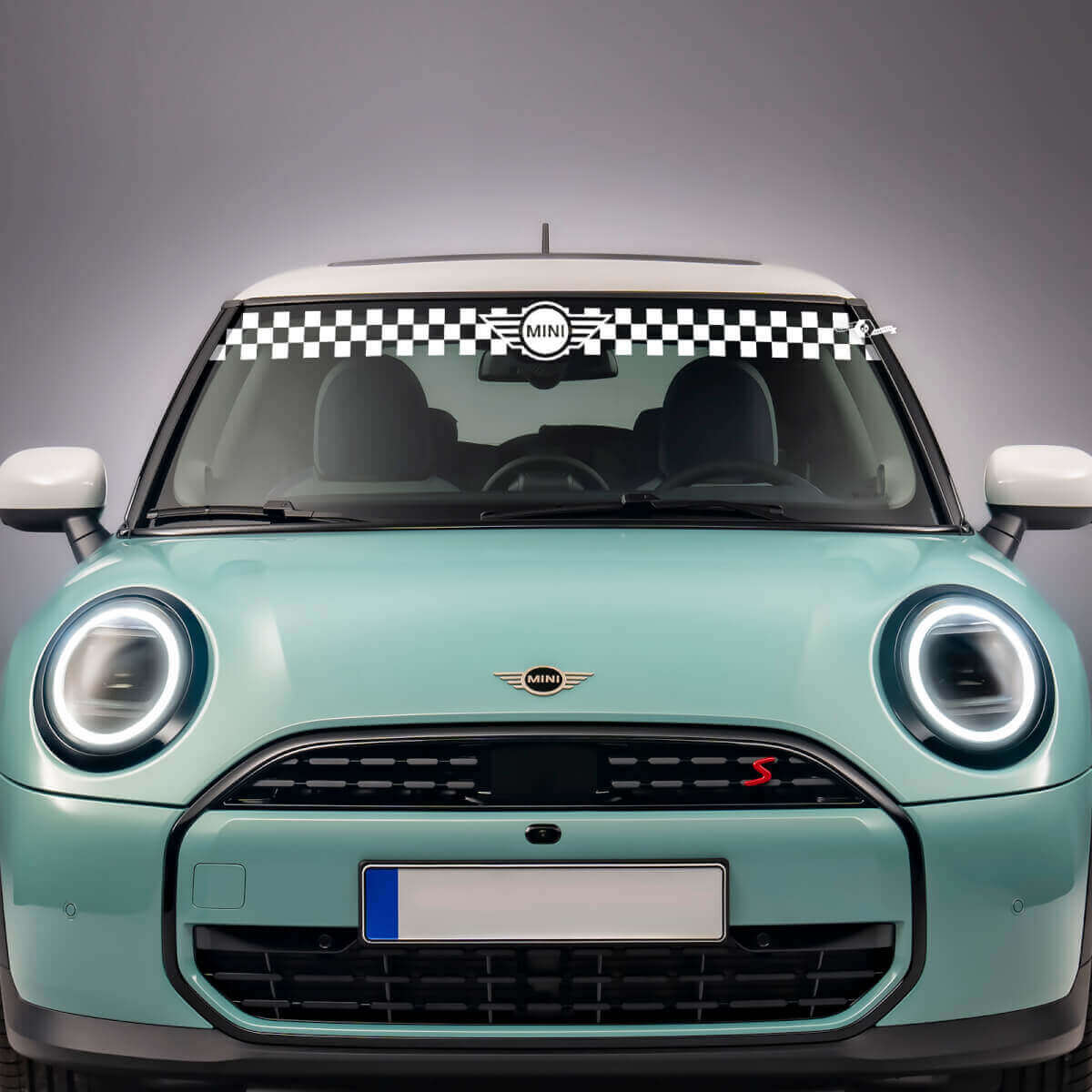 Franja a cuadros para parabrisas Vinilo gráfico adhesivo para Mini Cooper S
