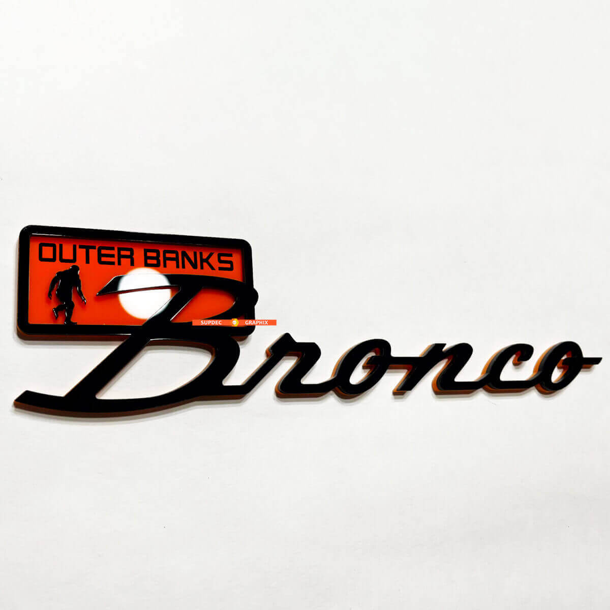 Emblema 3D para aletas Outer Banks para portón trasero de Musclecar horse
