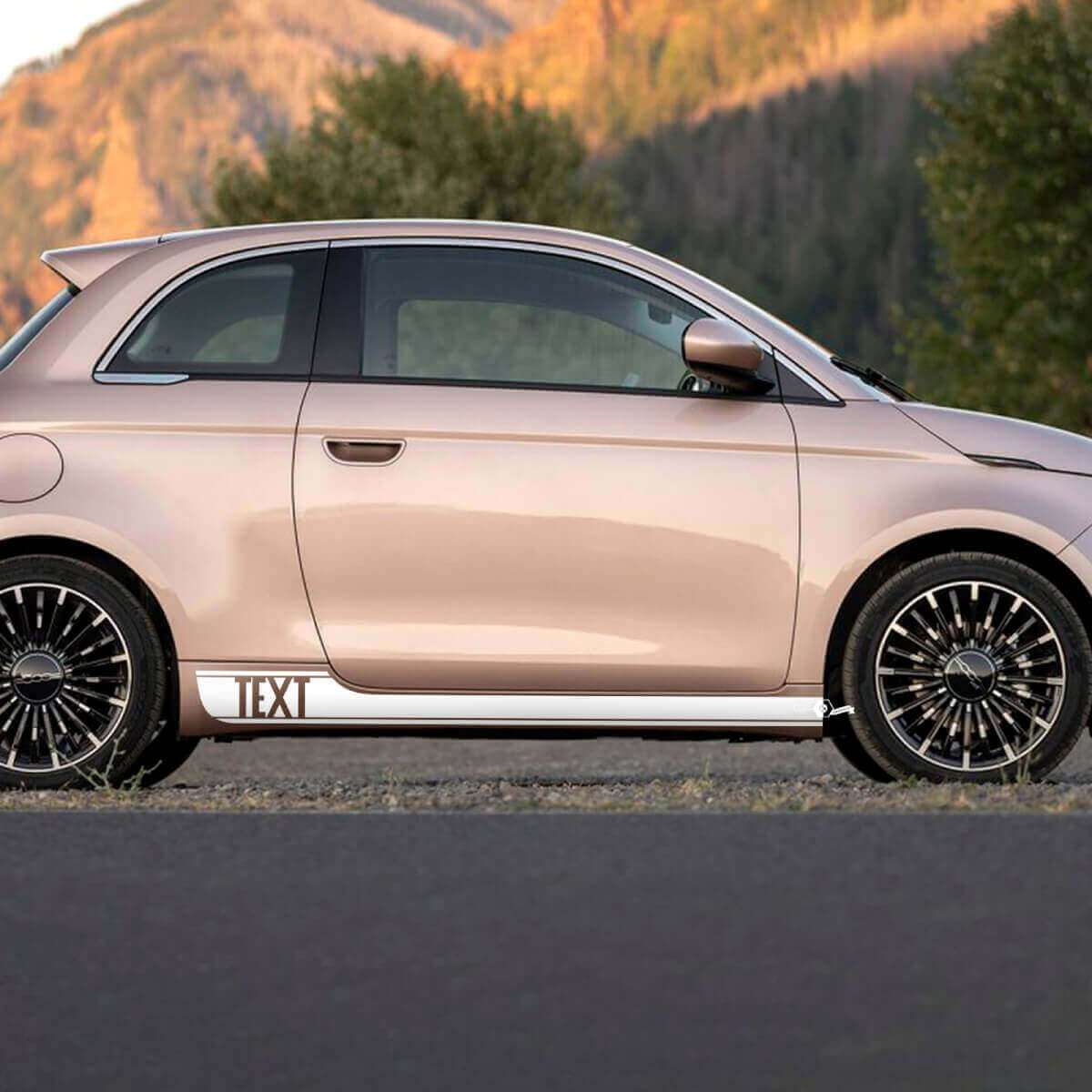 Calcomanías gráficas personalizadas de franja lateral para el panel de estribo Custom Text Rocker Panel 500 para Fiat 500