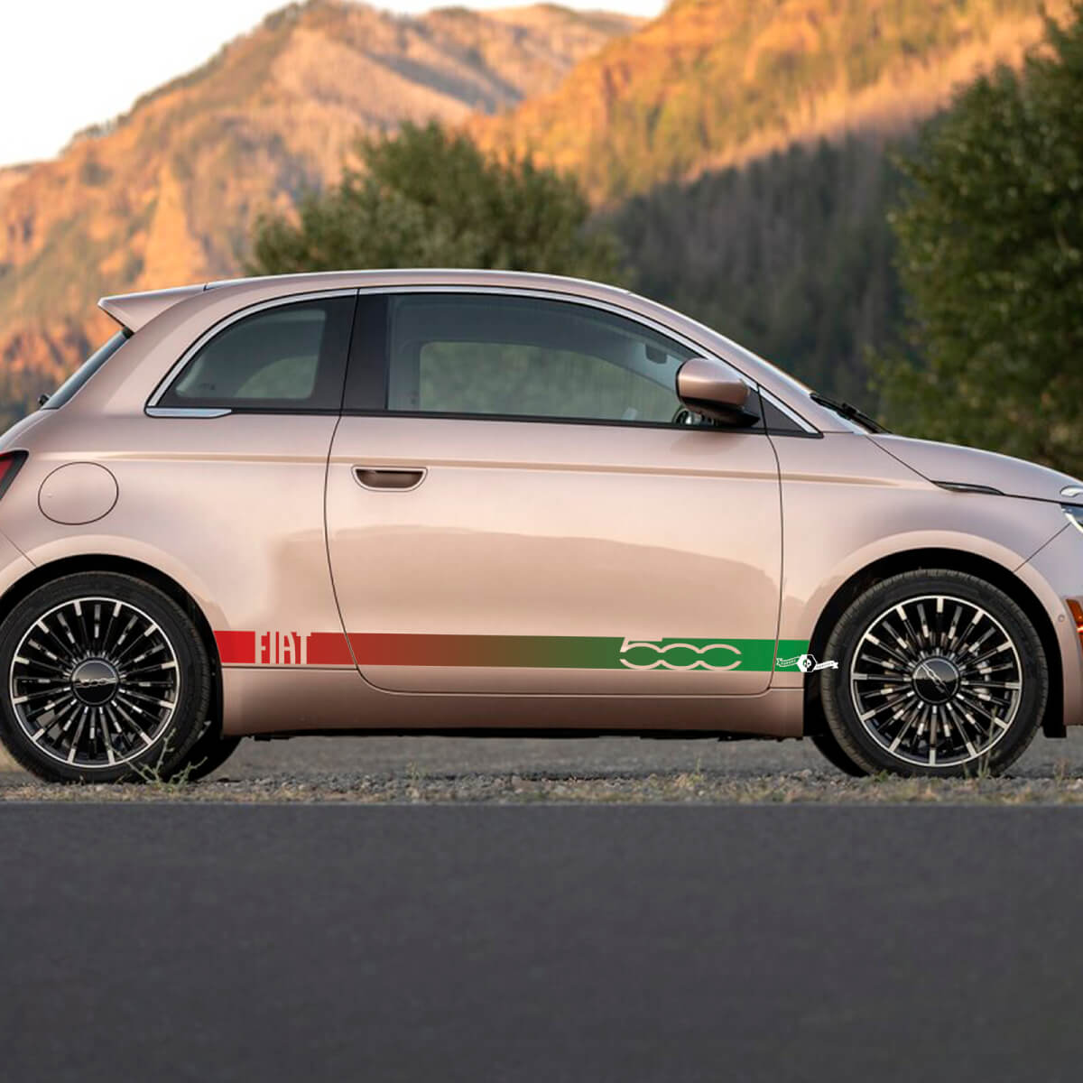 Rayas gráficas de calcomanías de calcomanía de panel de rocker para Fiat 500 3
