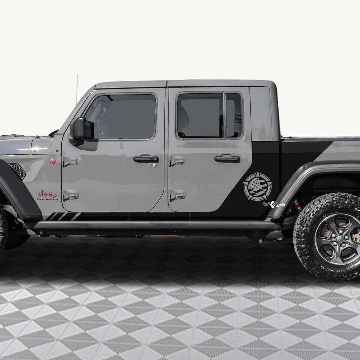 Calcomanía de vinilo con bandera estadounidense Military Star doble para la parte trasera de Jeep Gladiator