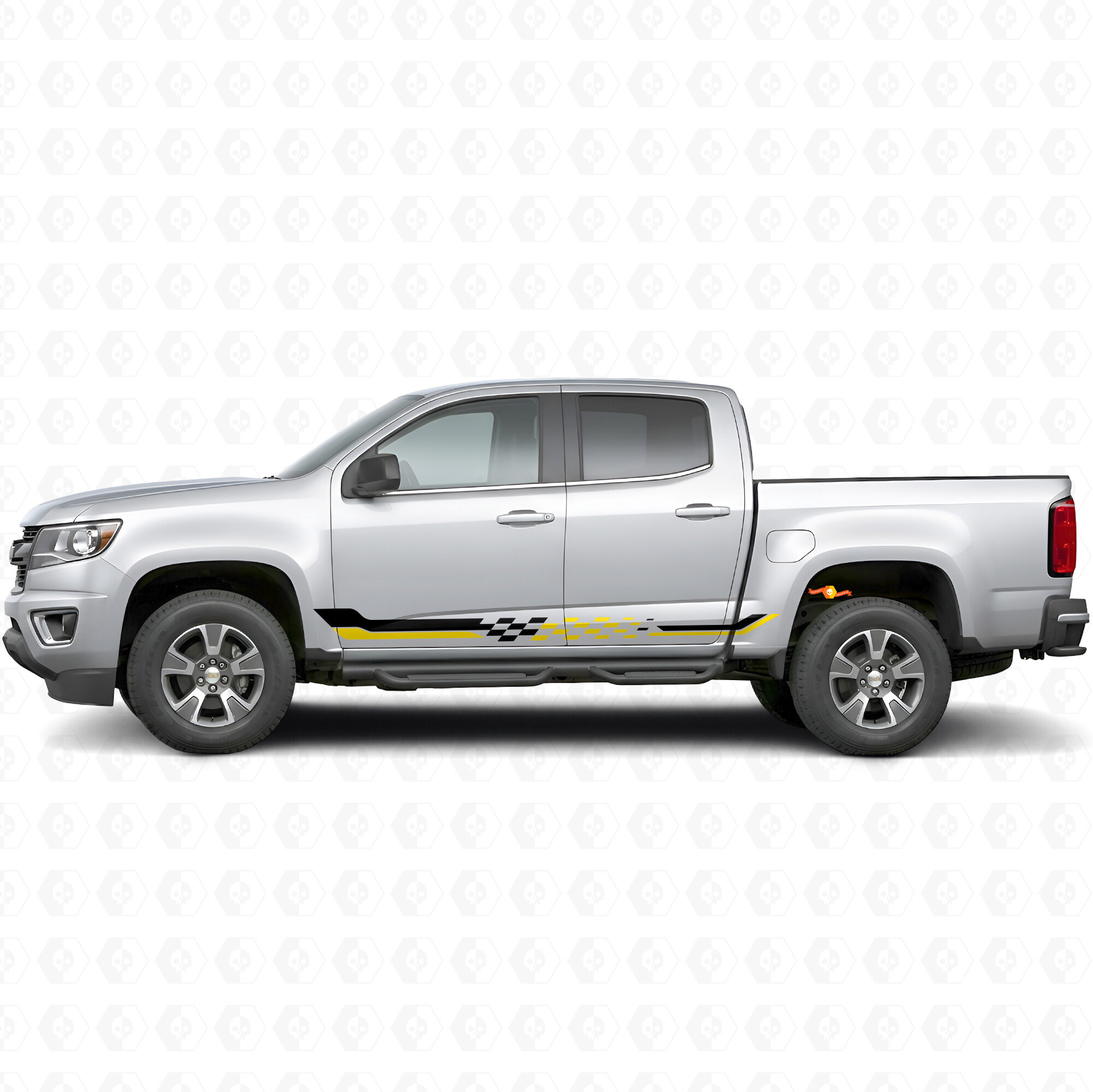 Rayas de vinilo a cuadros para puerta y panel de estribo para Chevrolet Colorado 2ª generación 2015-2022