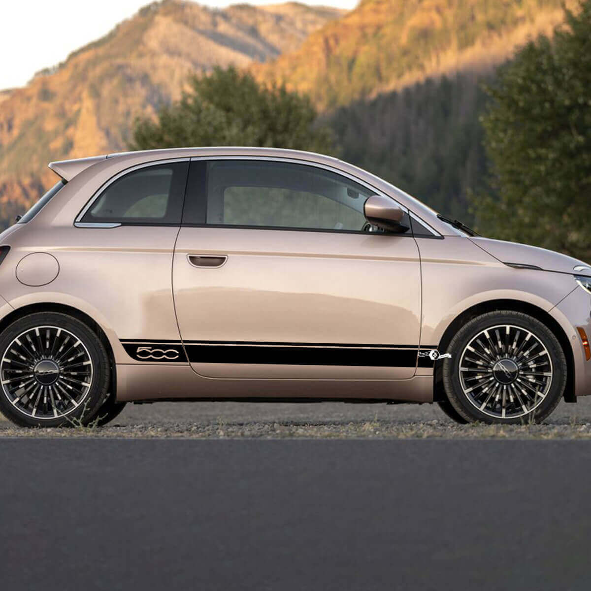 Panel de balancín Puertas a cuadros de la bandera de la bandera Rayas gráficas de calcomanía para Fiat 500
