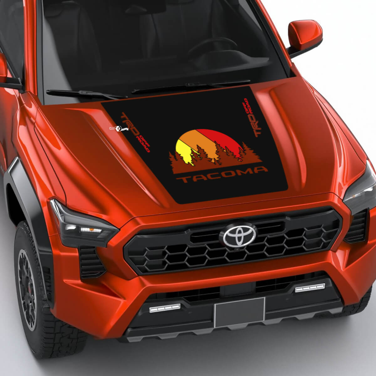 TRD Off Road Vintage Retro Heritage Stripes Wrap Campa de calcomanía de capucha para Toyota Tacoma Cuarta generación
