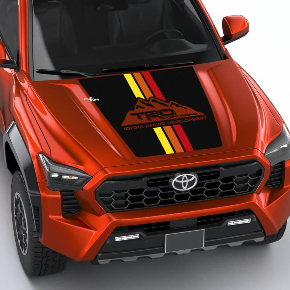 Pegatina de calcomanía de capucha de rayas retro de montañas TRD para Toyota Tacoma 4th Gen
