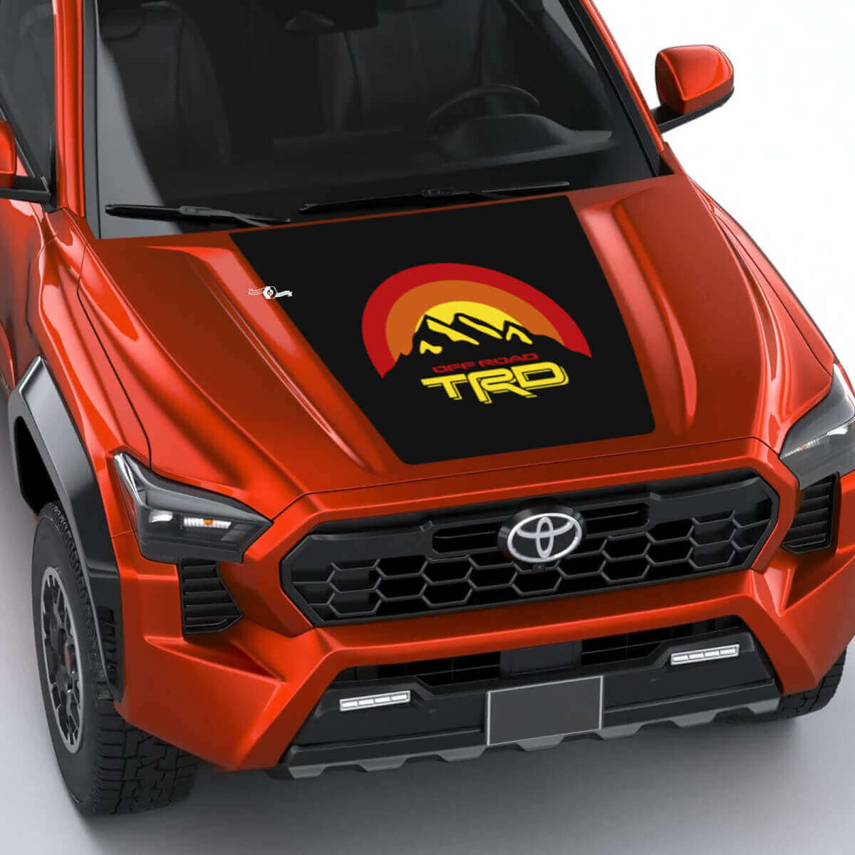 Montañas TRD Vintage Retro Heritage Sun Stripes Hood Sticker de calcomanía para Toyota Tacoma 4th Gen
