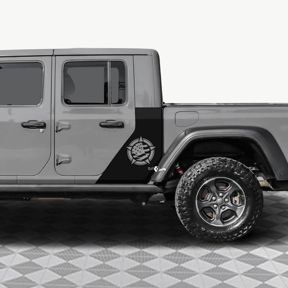 Calcomanía de vinilo para las puertas traseras laterales con la bandera de estrella militar de EE. UU. para Jeep Gladiator 3.
