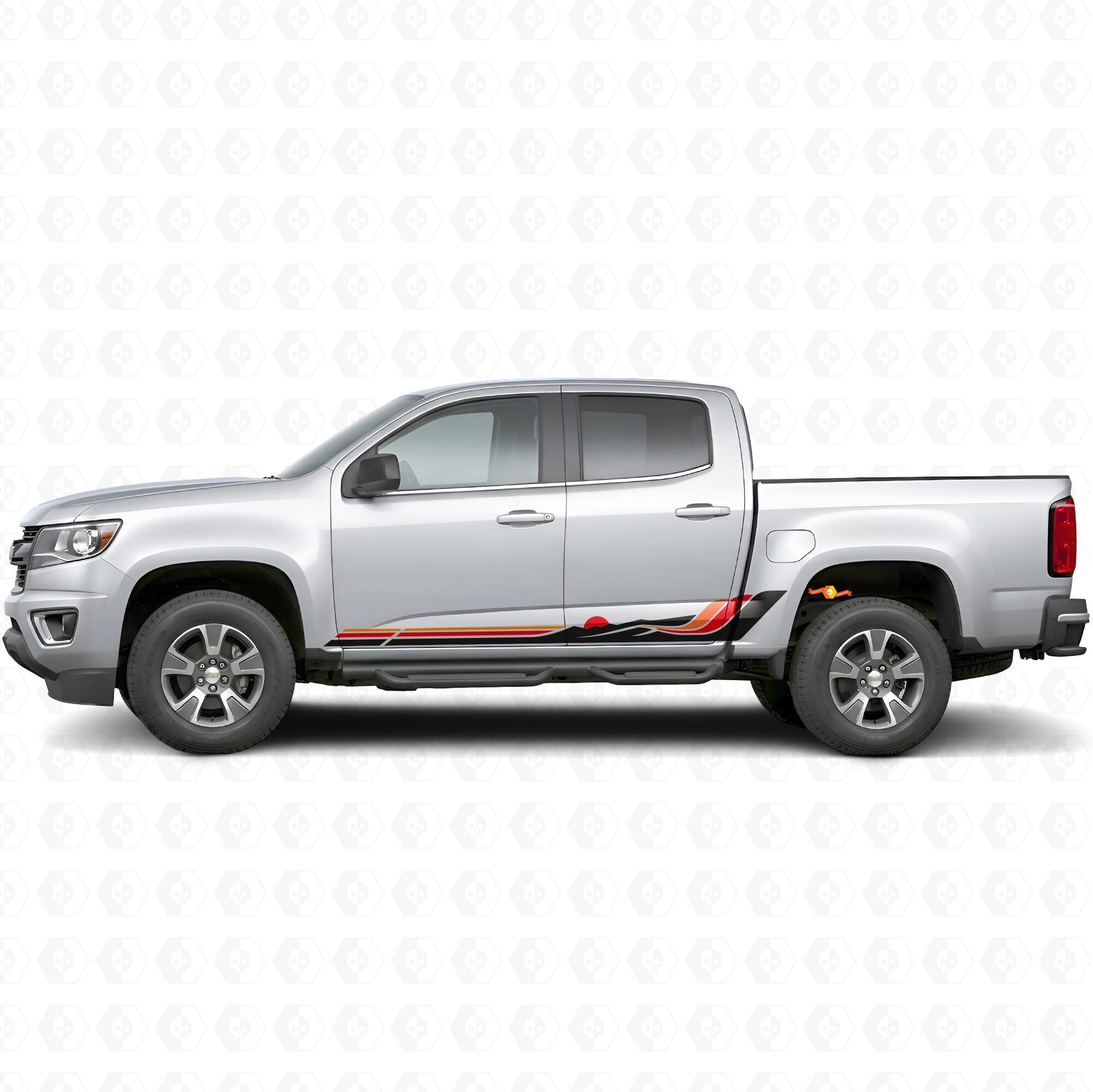 Líneas de vinilo retro en forma de onda de montaña para puerta y panel del estribo para Chevrolet Colorado 2ª generación 2015-2022