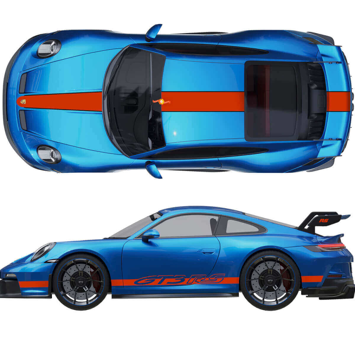 Kit de pegatinas capó techo alerón trasero franjas para Porsche 991 GT3 RS