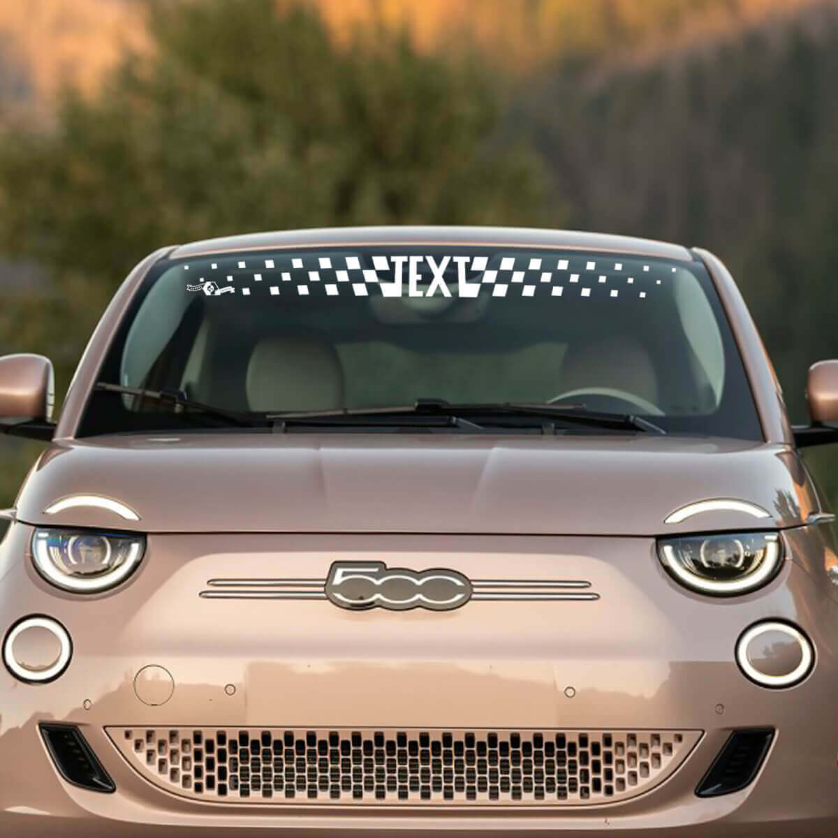 Texto Personalizado Calcomanía de Rayas a Cuadros para Parabrisas Delantero para Fiat 500