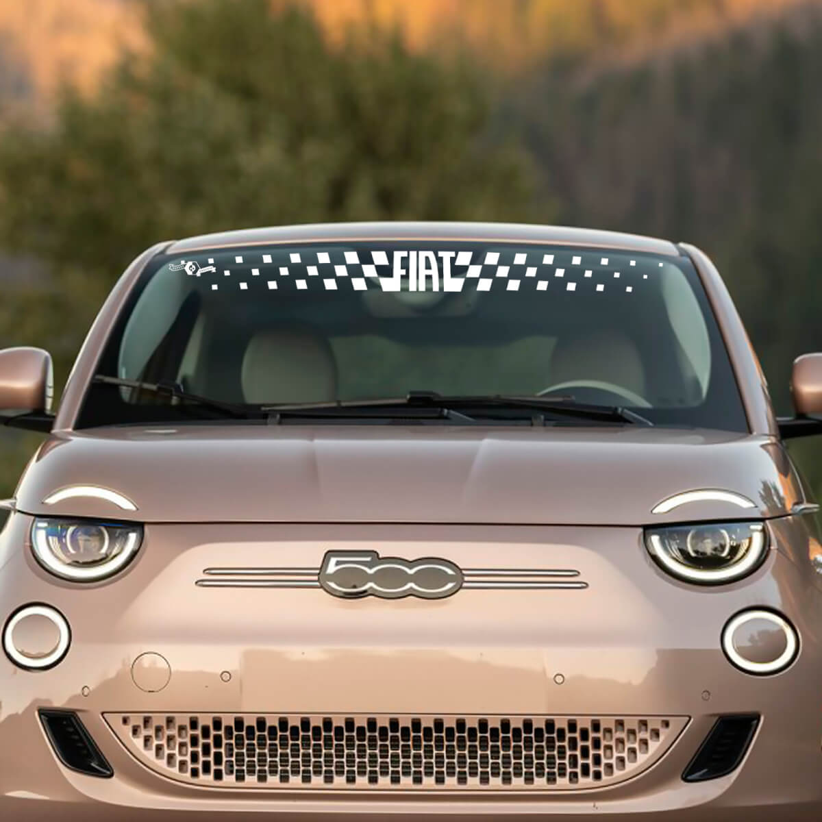 Gráficos de calcomanías a cuadros para parabrisas delantero para Fiat 500