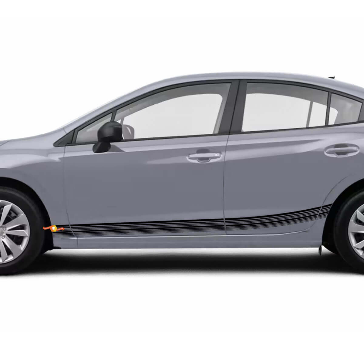 Par de faldones laterales de vinilo para carro, con franjas de vinilo para carreras. Calcomanía adhesiva que se ajusta a Subaru Impreza.
