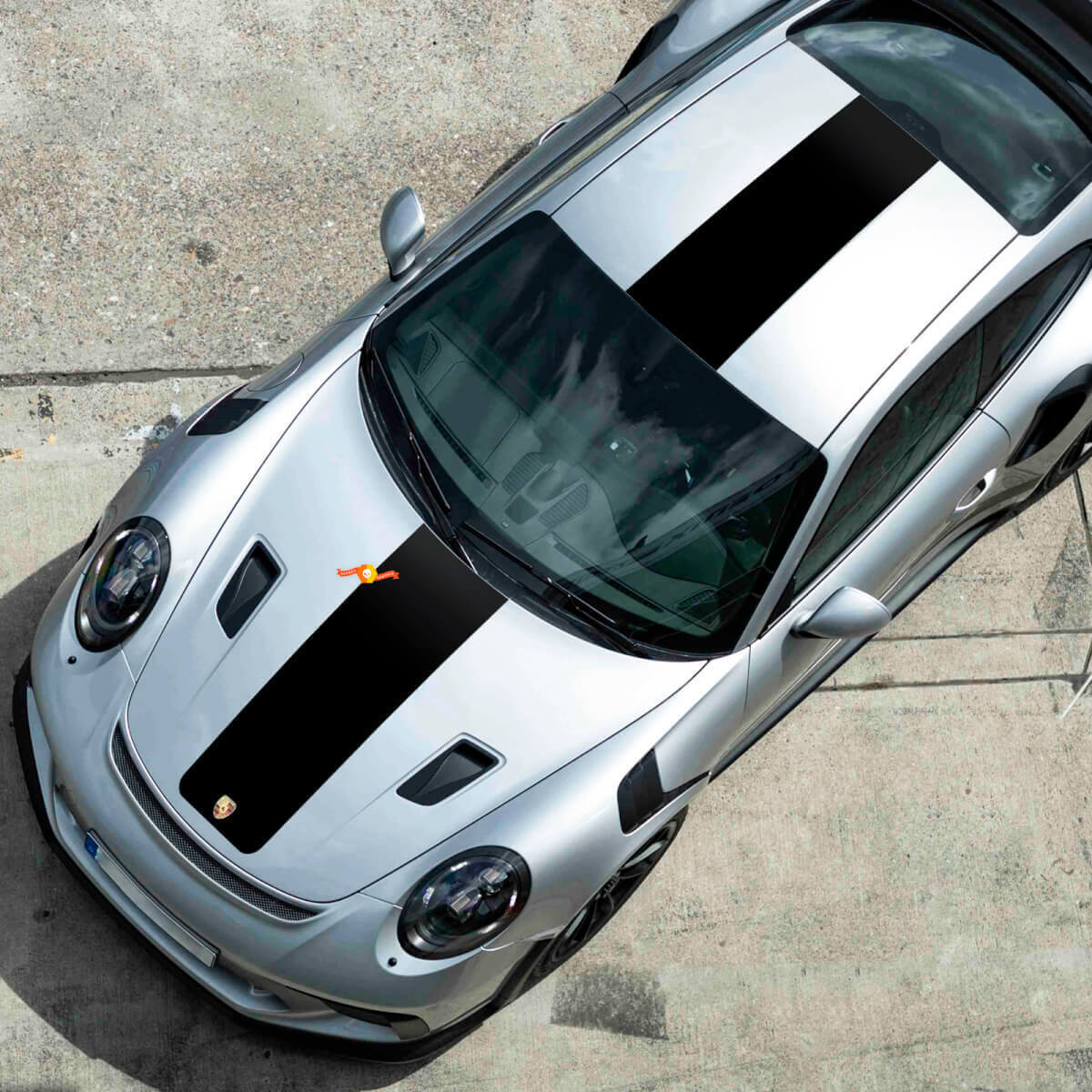 Kit de calcomanías de vinilo con franjas centrales para capó y techo para Porsche 991 GT2 RS