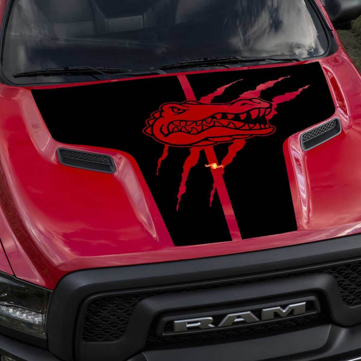 Calcomanía de vinilo en forma de garra de caimán para capó Dodge Ram Rebel