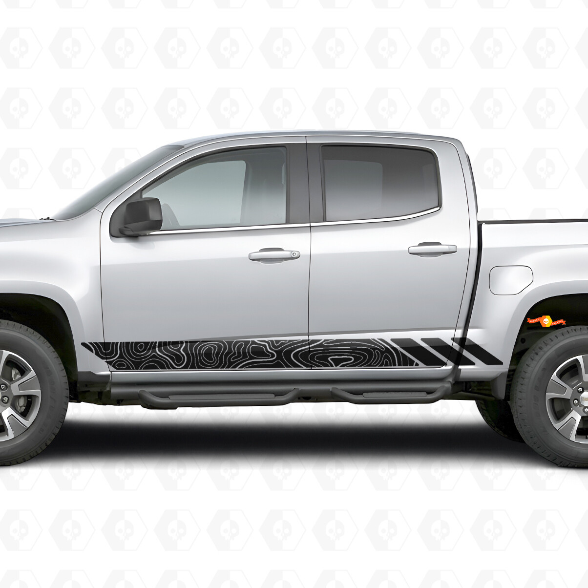 Vinilos en forma de contorno topográfico para puerta y panel de faldón de Chevrolet Colorado 2.ª generación 2015-2022