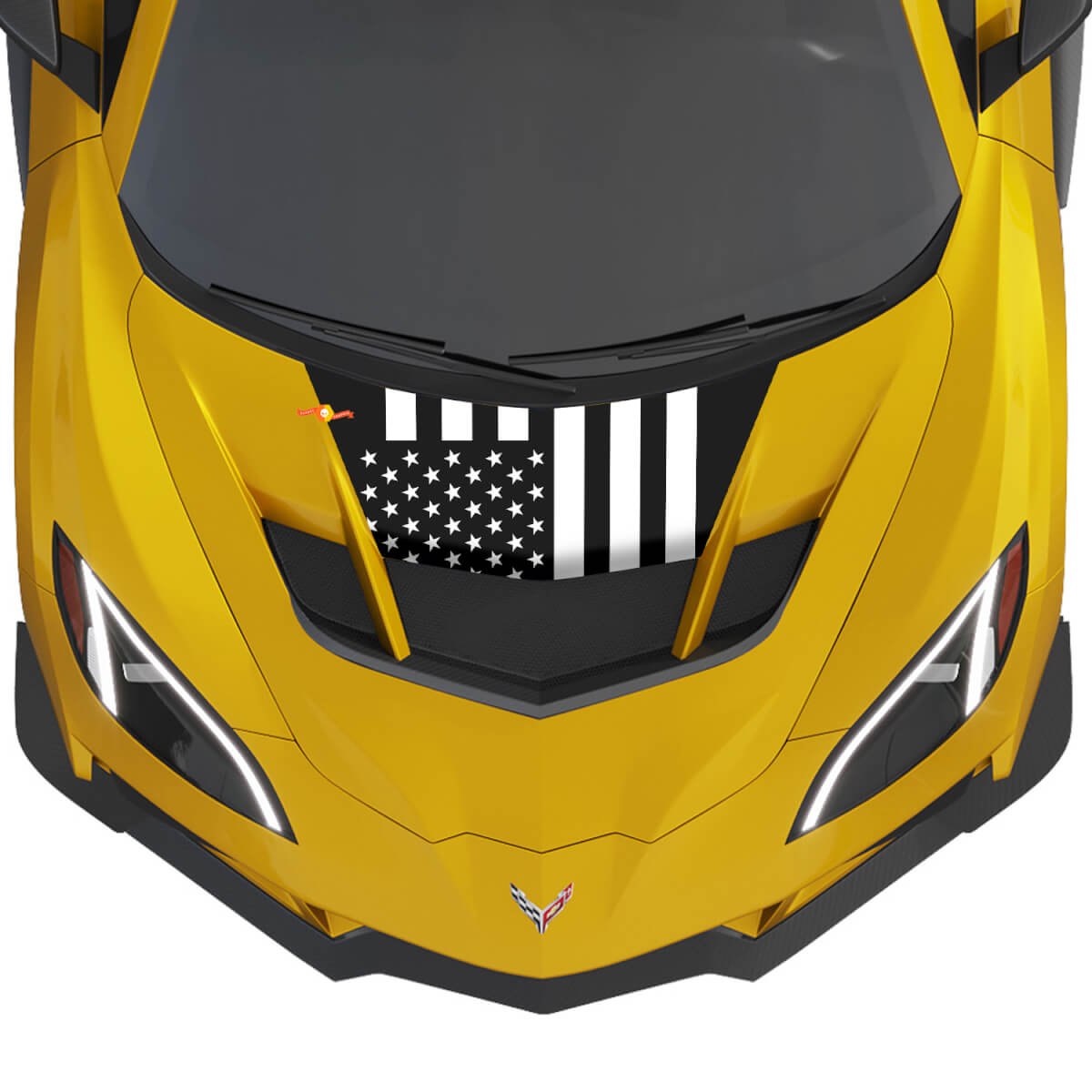 Calcomanía de vinilo para capó de bandera de EE. UU. en 2 colores para Chevy Chevrolet Corvette zr1
