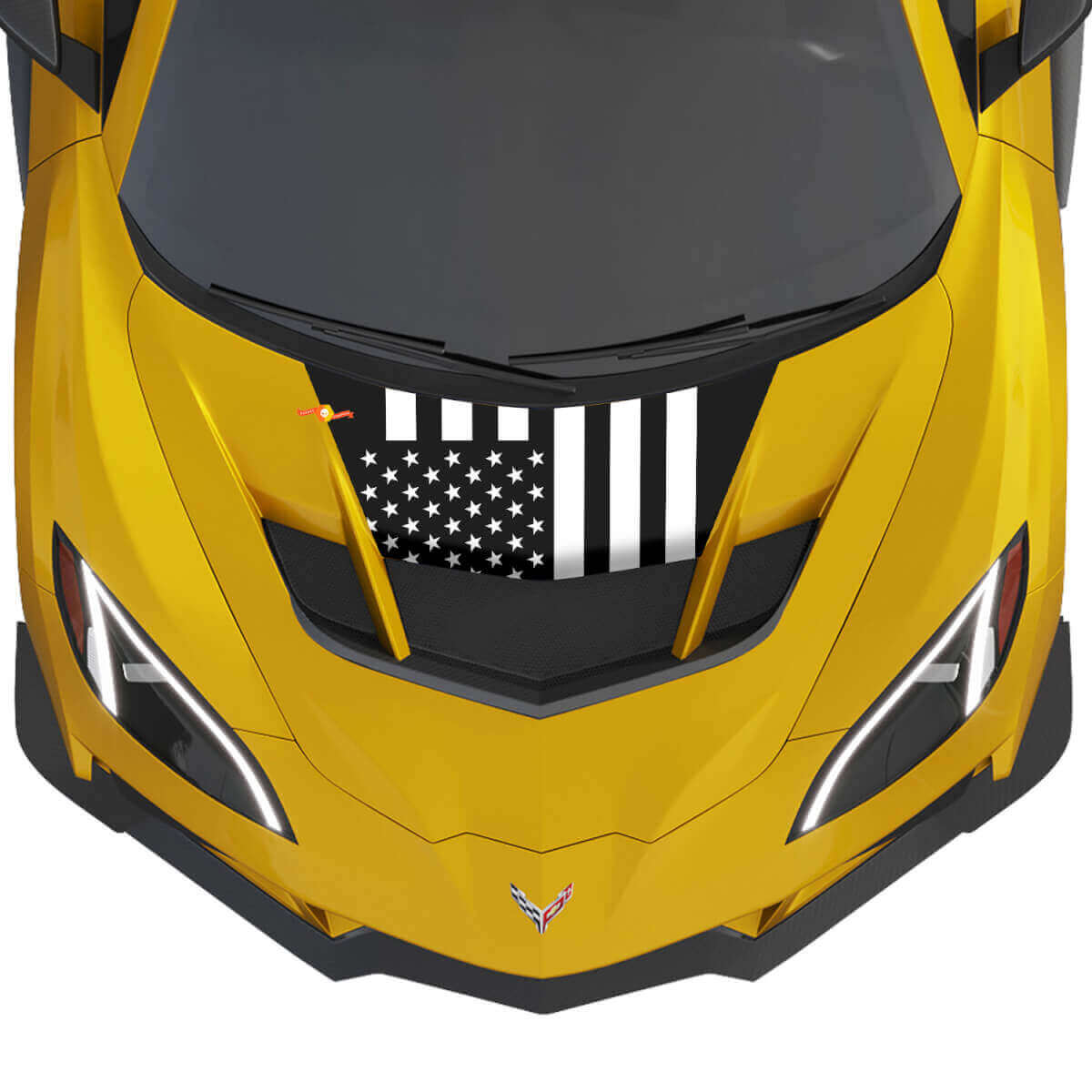 Calcomanía de vinilo con la bandera de EE. UU. para capó de Chevrolet Corvette ZR1