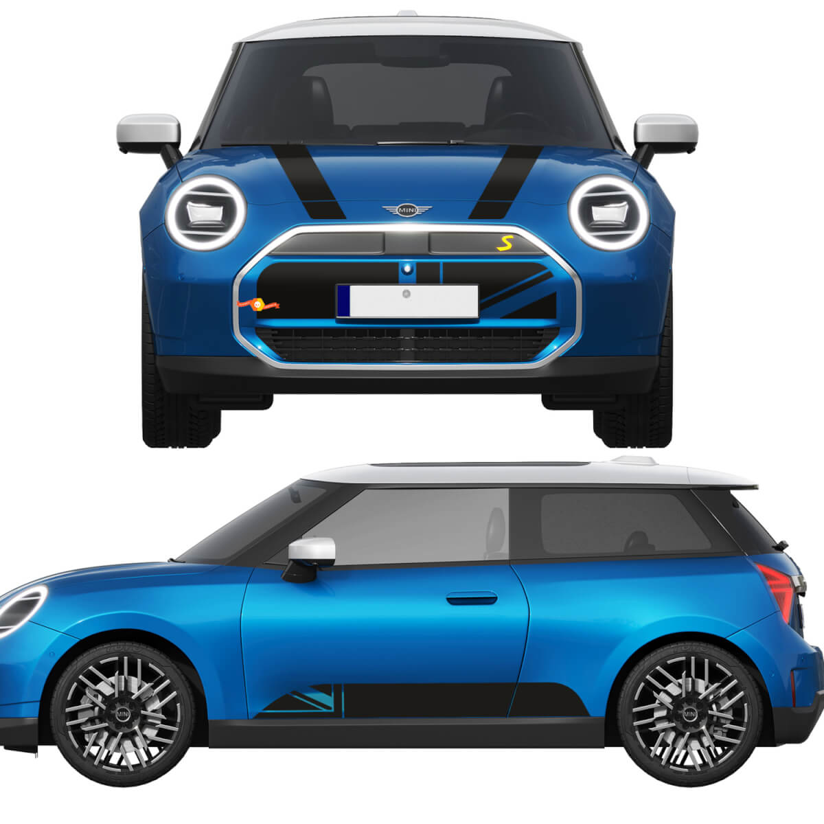 Franjas de capó y laterales Vinilo gráfico calcomanía para Mini Cooper S F65
